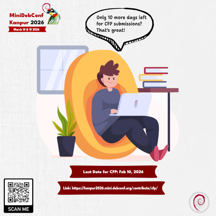 MiniDebConf Kanpur CFP poster by SpaciousCoder78